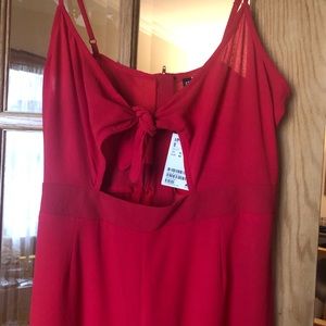 H&M Red Front Knot Jumpsuit
